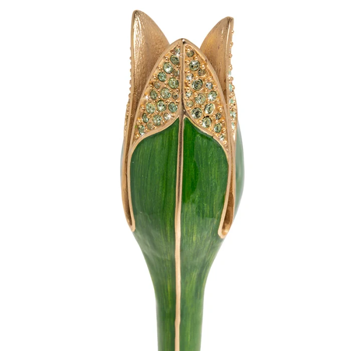 Jay Strongwater Ambrosius Tulip Tall Green Candlestick Holder