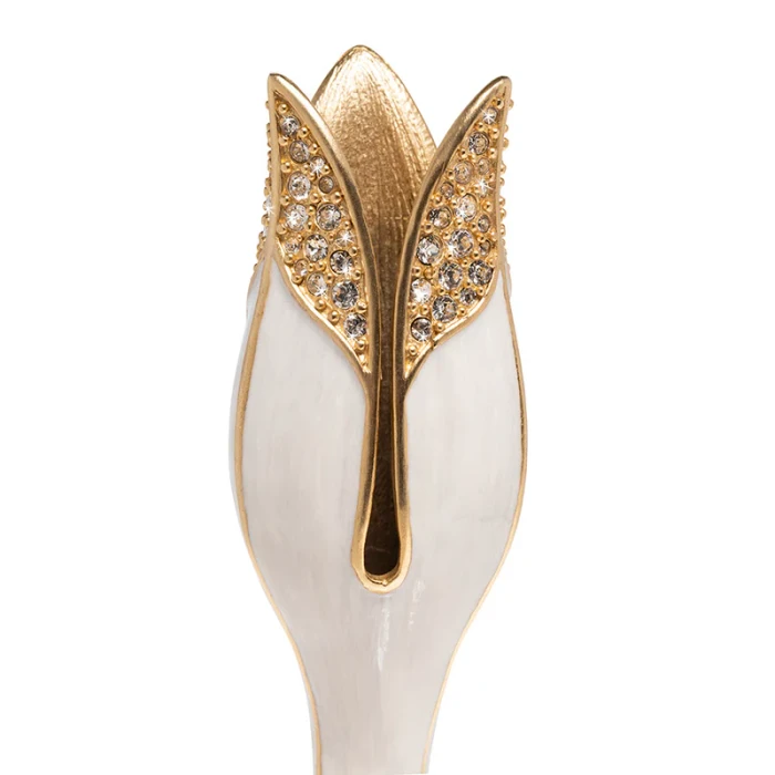 Jay Strongwater Ambrosius Tulip Tall White Candlestick Holder