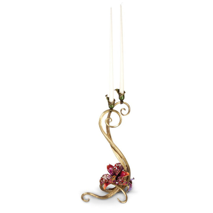 Jay Strongwater Roselyn Orchid Double Candlestick - Flora