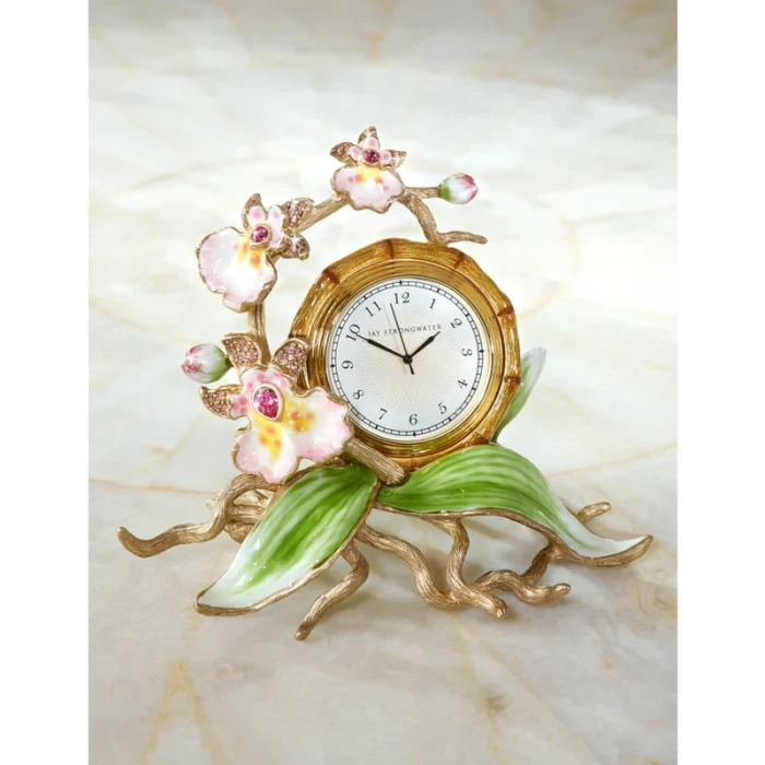 Jay Strongwater Tara Orchid Clock - Flora