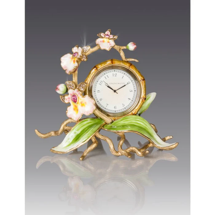 Jay Strongwater Tara Orchid Clock - Flora