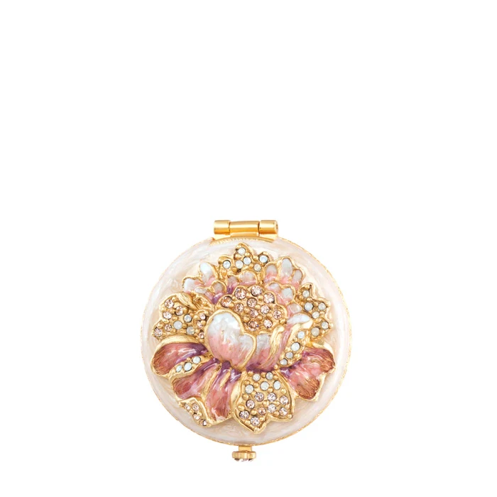 Jay Strongwater Angela Round Floral Compact