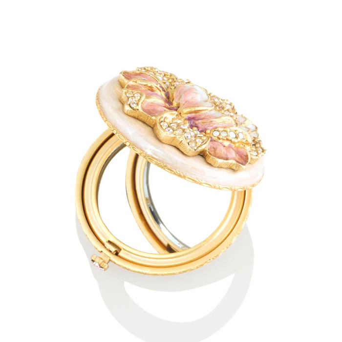 Jay Strongwater Angela Round Floral Compact