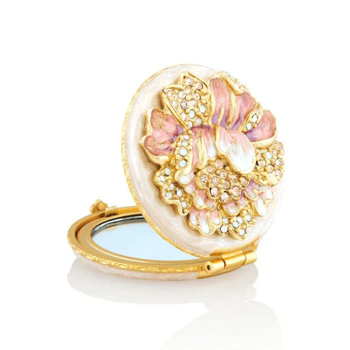 Jay Strongwater Angela Round Floral Compact