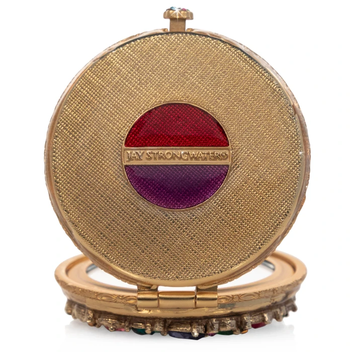 Jay Strongwater Helena Round Jeweled Compact