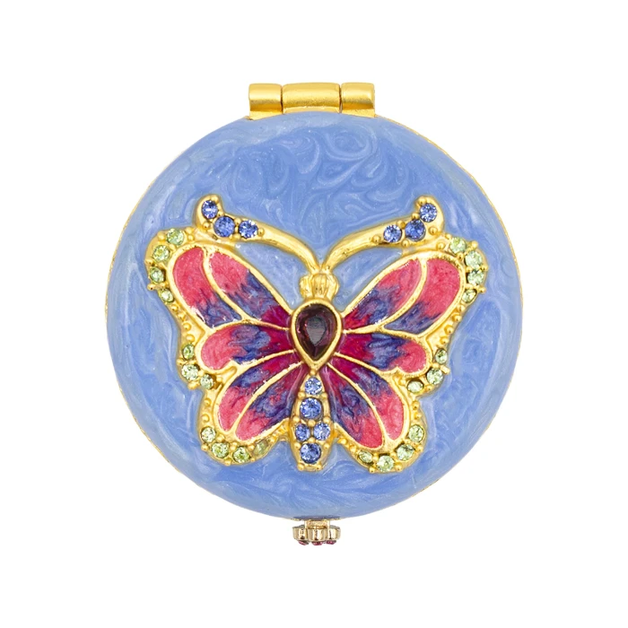 Jay Strongwater Jayla 2" Round Butterfly Compact - Flora & Fauna