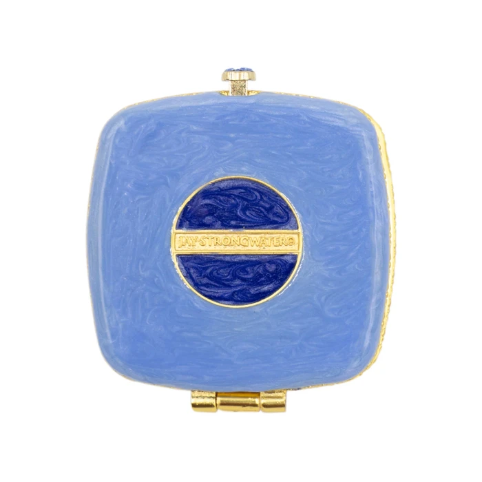 Jay Strongwater Luella 2" Square Jeweled Compact - Flora & Fauna