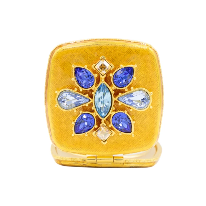 Jay Strongwater Luella 2" Square Jeweled Compact Delft Garden