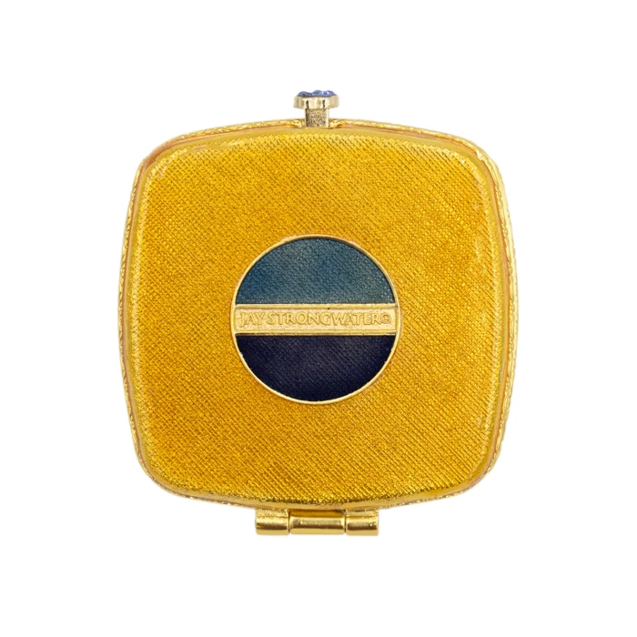 Jay Strongwater Luella 2" Square Jeweled Compact Delft Garden