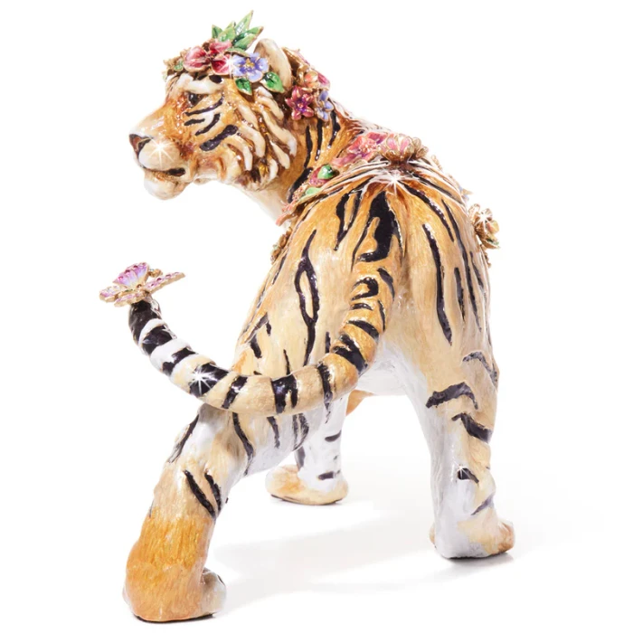 Jay Strongwater Tiger with Flower Crown Figurine