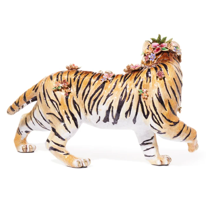 Jay Strongwater Tiger with Flower Crown Figurine