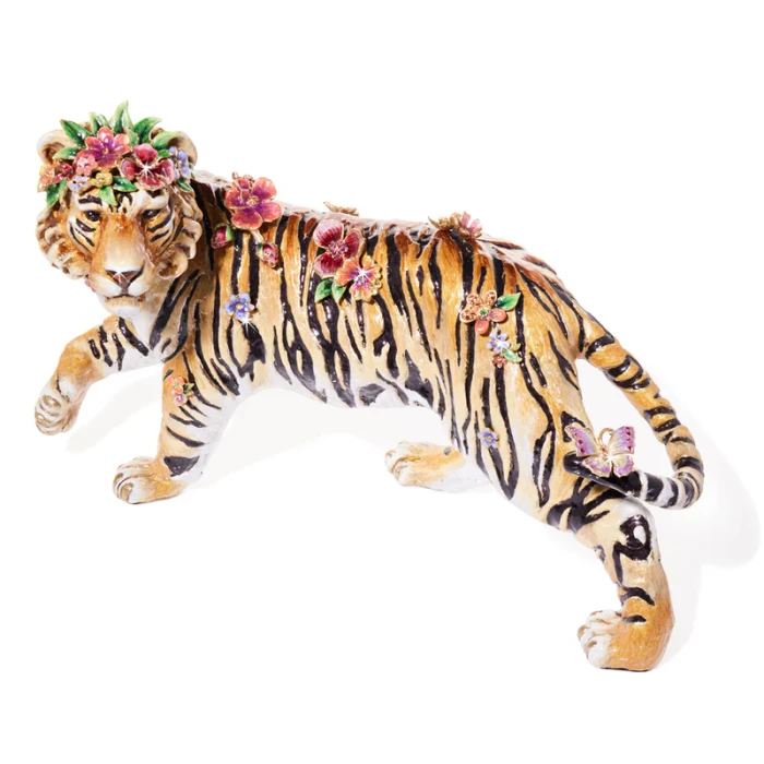 Jay Strongwater Tiger with Flower Crown Figurine