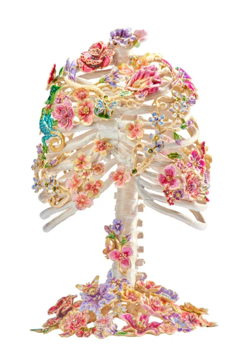 Jay Strongwater Brantley Ribcage with Flowers Figurine