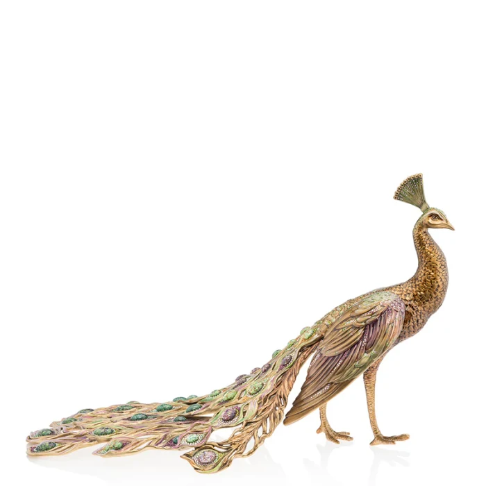 Jay Strongwater Theseus Grand Peacock Figurine - Bouquet