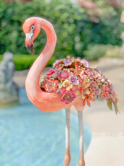 Jay Strongwater Amira Floral Flamingo Figurine