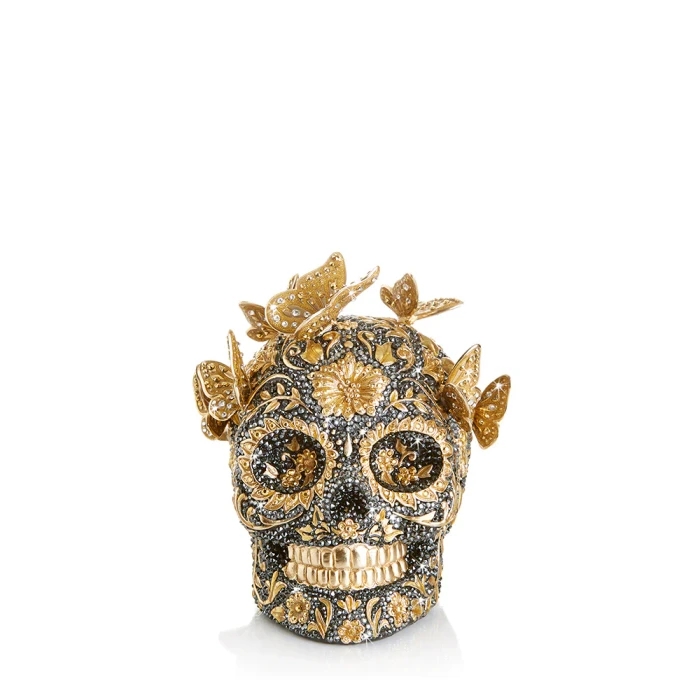 Jay Strongwater Frida Pave Skull with Butterflies Figurine