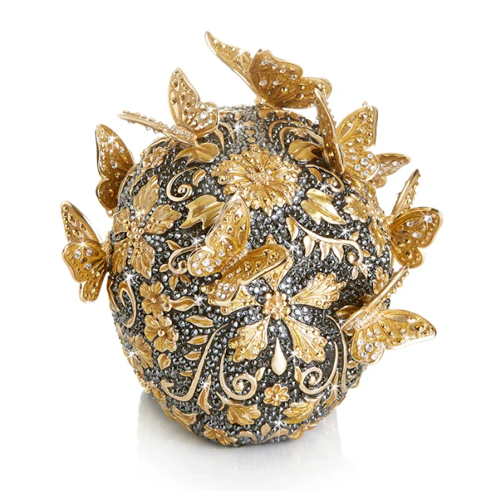 Jay Strongwater Frida Pave Skull with Butterflies Figurine