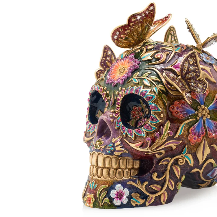 Jay Strongwater Frida Skull with Butterflies Figurine