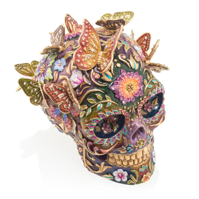 Jay Strongwater Frida Skull with Butterflies Figurine