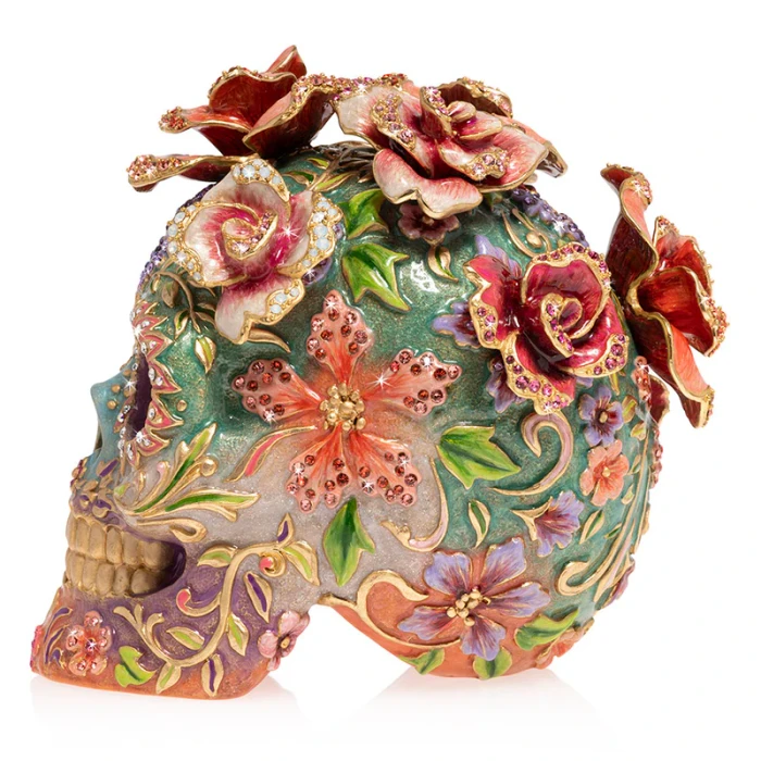 Jay Strongwater Catrina Skull with Roses Figurine