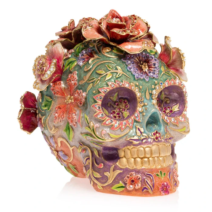 Jay Strongwater Catrina Skull with Roses Figurine