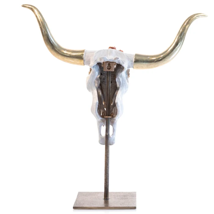 Jay Strongwater Kayden Cow Skull with Flowers Objet