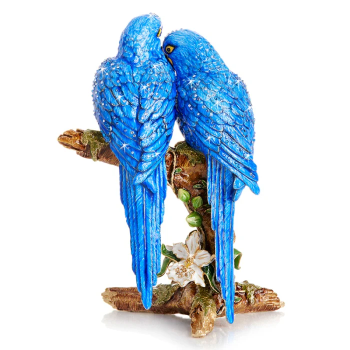 Jay Strongwater Julie and Blaze Macaws on Branch Figurine