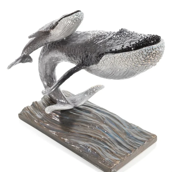 Jay Strongwater Finn Whale and Calf Figurine