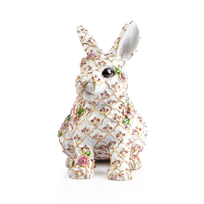 Jay Strongwater Jing Floral Rabbit Figurine - Pink