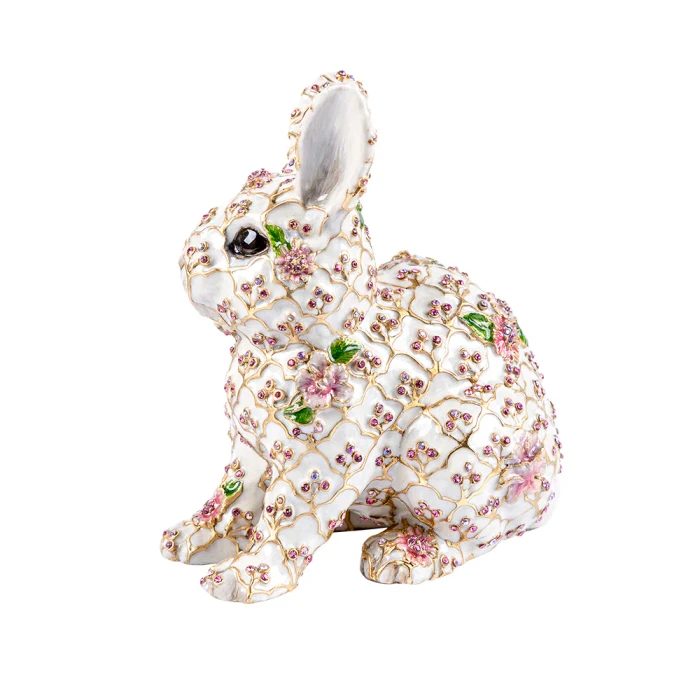 Jay Strongwater Jing Floral Rabbit Figurine - Pink