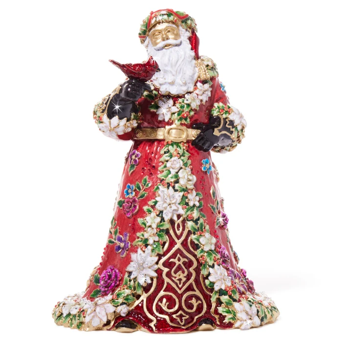 Jay Strongwater Floral Santa Claus Figurine - Jewel