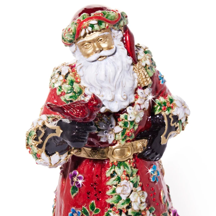 Jay Strongwater Floral Santa Claus Figurine - Jewel