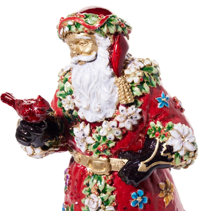 Jay Strongwater Floral Santa Claus Figurine - Jewel