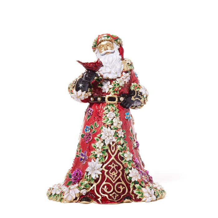 Jay Strongwater Floral Santa Claus Figurine - Jewel