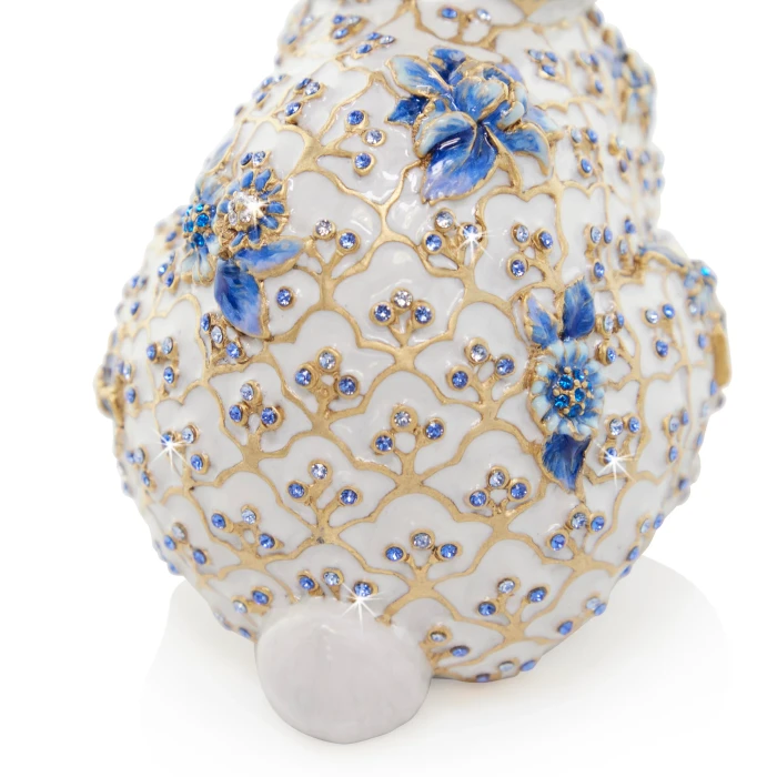 Jay Strongwater Jing Floral Rabbit Figurine in Blue