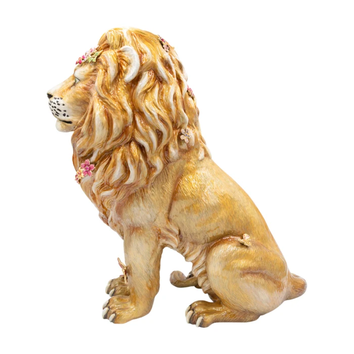 Jay Strongwater Zar Majestic Lion With Flowers Figurine