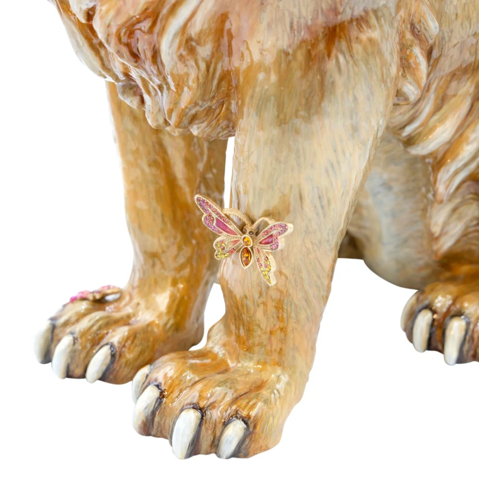 Jay Strongwater Zar Majestic Lion With Flowers Figurine