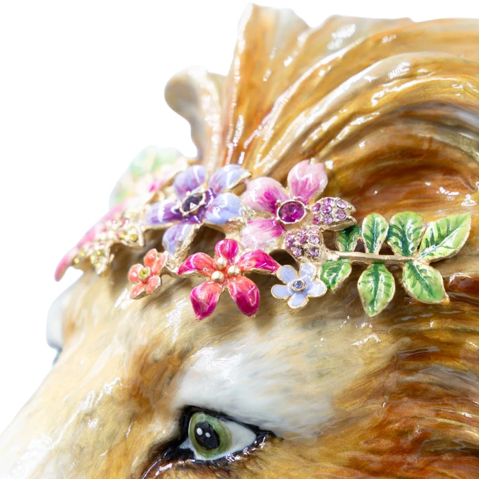 Jay Strongwater Zar Majestic Lion With Flowers Figurine