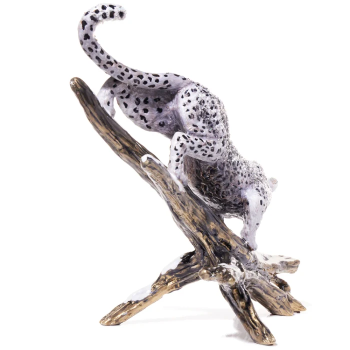 Jay Strongwater Terron Snow Leopard Descending Branch Figurine
