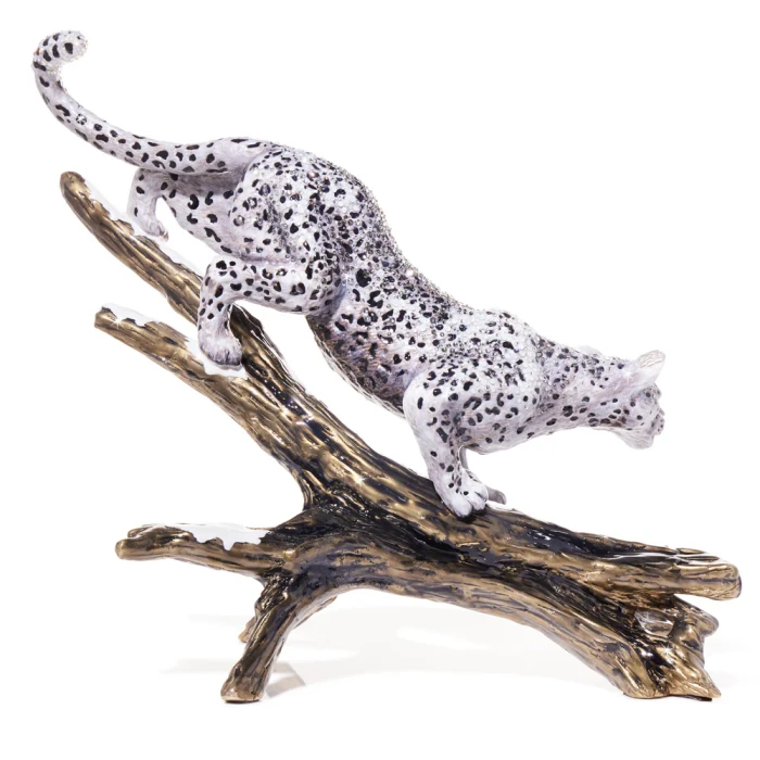 Jay Strongwater Terron Snow Leopard Descending Branch Figurine