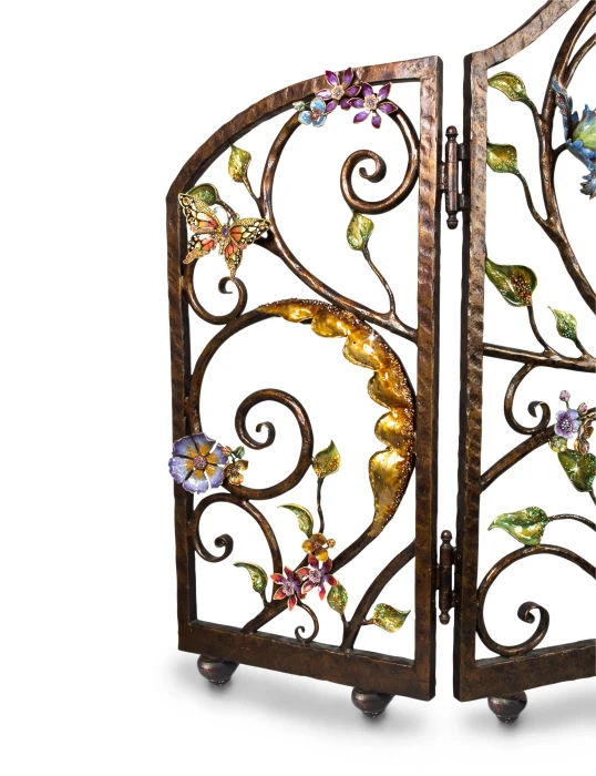 Jay Strongwater Vincente Fireplace Screen - Flora & Fauna