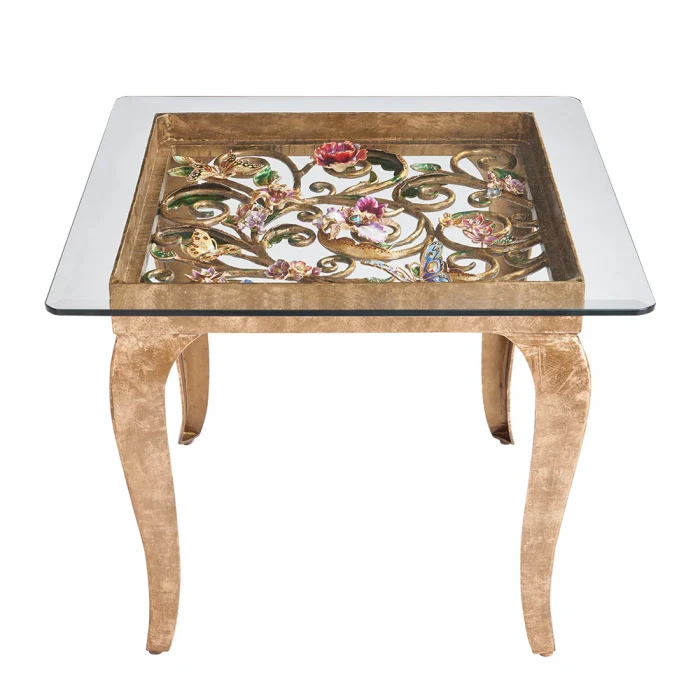 Jay Strongwater Josephine Floral Side Table