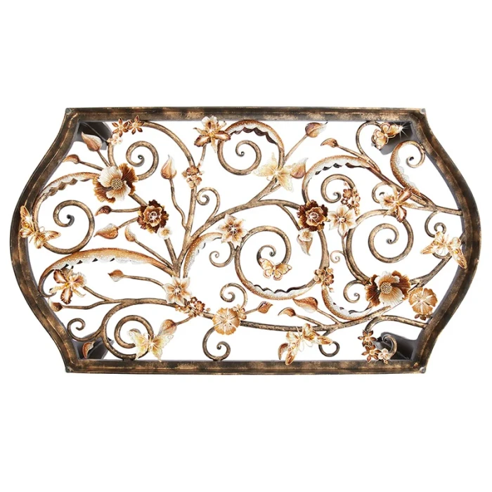 Jay Strongwater Everett Floral & Scroll Coffee Table - Golden