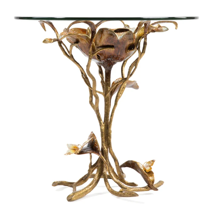Jay Strongwater Marjorie Magnolia Table - Gold & White