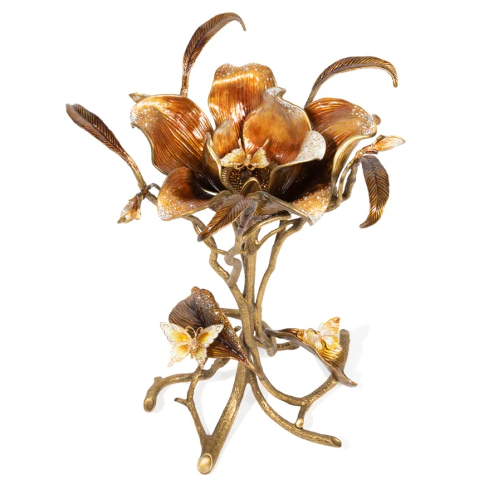 Jay Strongwater Marjorie Magnolia Table - Gold & White