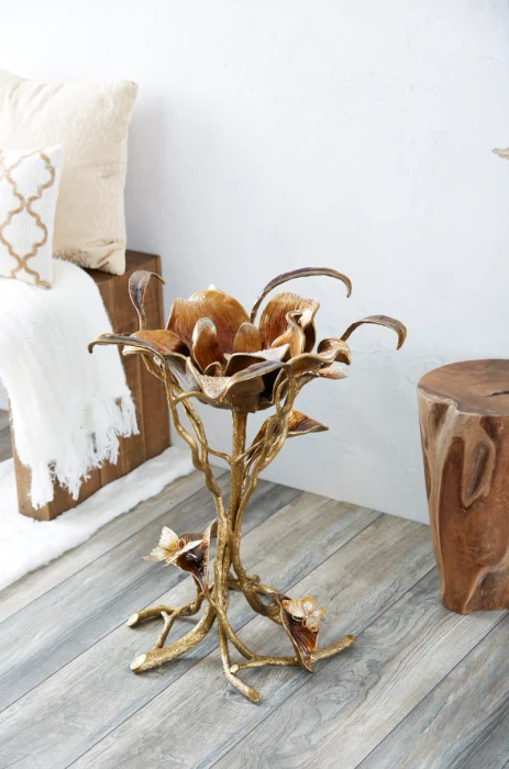 Jay Strongwater Marjorie Magnolia Table - Gold & White