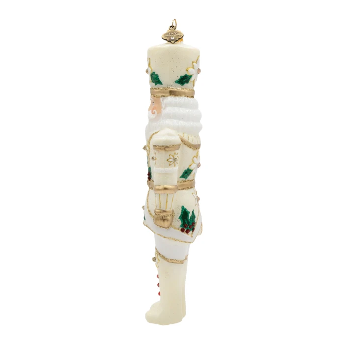 Jay Strongwater White and Gold Poinsettia Nutcracker Ornament