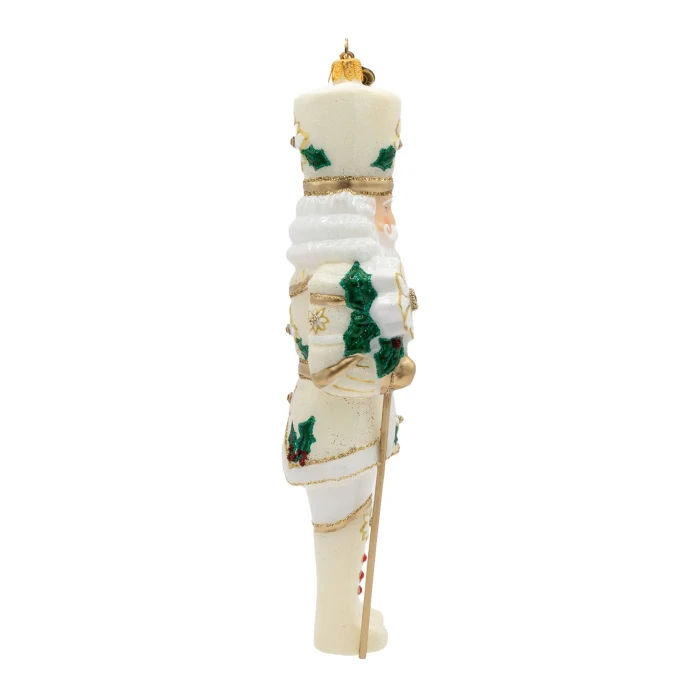 Jay Strongwater White and Gold Poinsettia Nutcracker Ornament