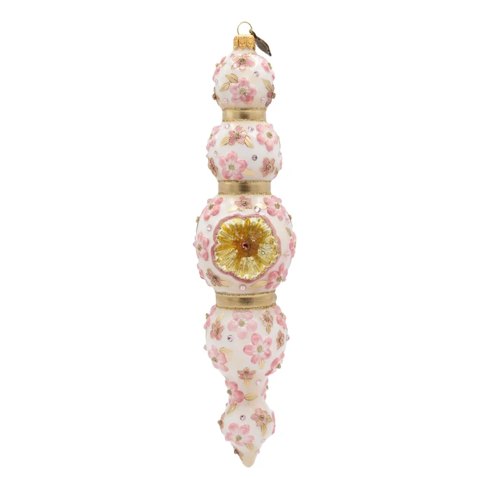 Jay Strongwater Pink Floral Icicle Ornament