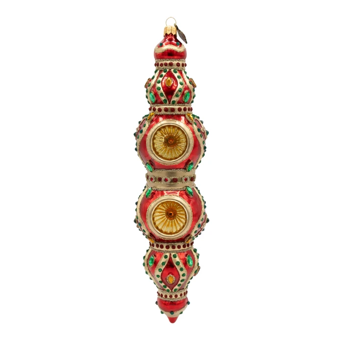 Jay Strongwater Jewel Icicle Ornament - Red and Gold